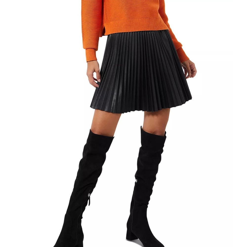 French Connection Etta Pleated Faux Leather Skirt size 8